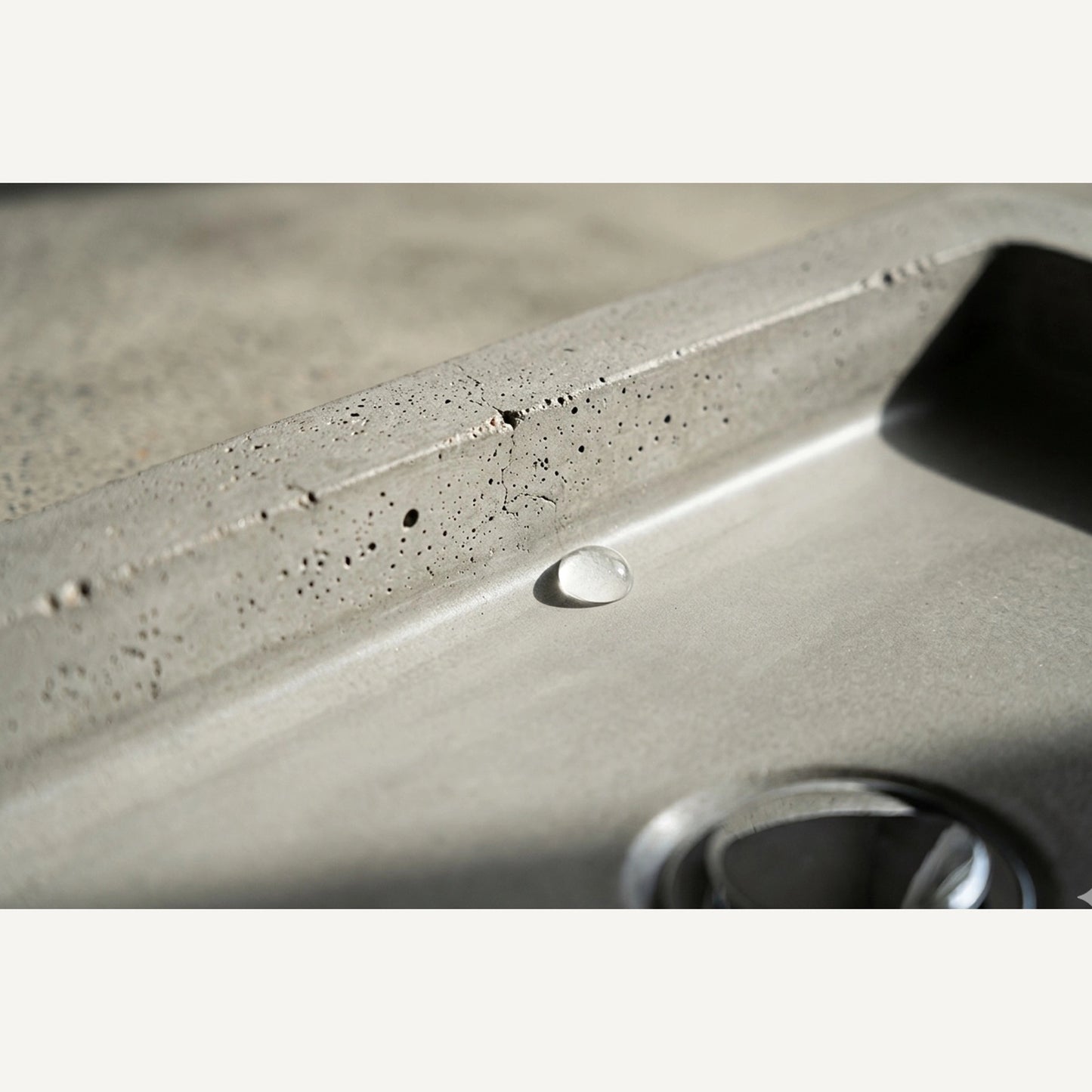 Concrete vessel sink texture close up stone composite material detail waterproof sealed surface