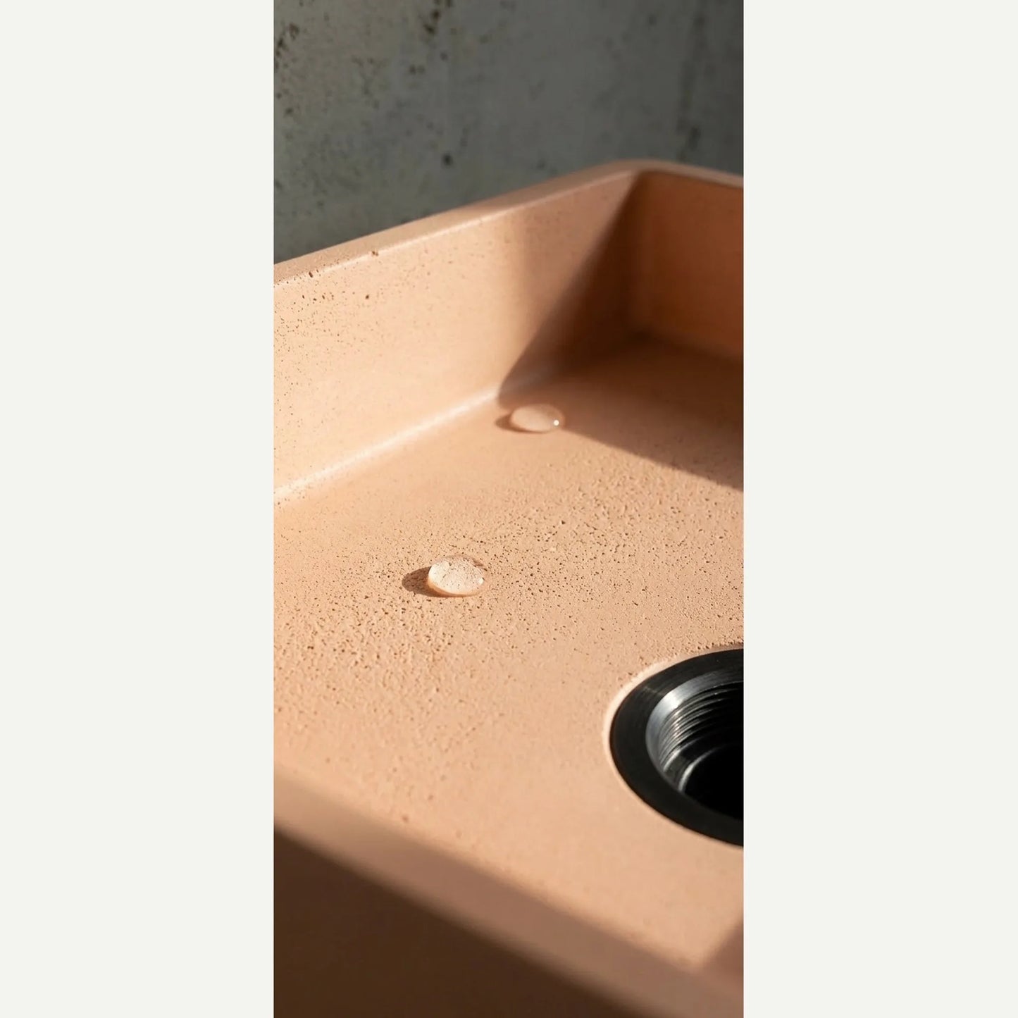Concrete vessel sink texture close up handmade stone composite surface detail